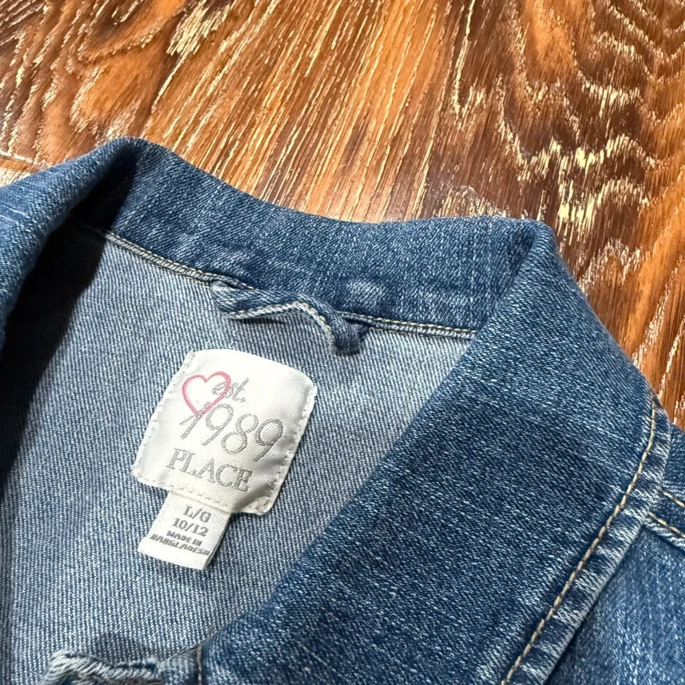 The Children's Place Girls Size L 10/12 Denim Jacket Medium Wash Blue Stretch